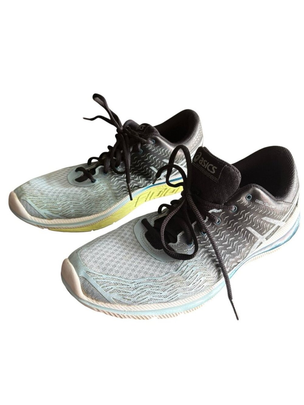 ASICS Gel Super J33 2 Men’s Size 10 Running Shoes Black Blue Athletic